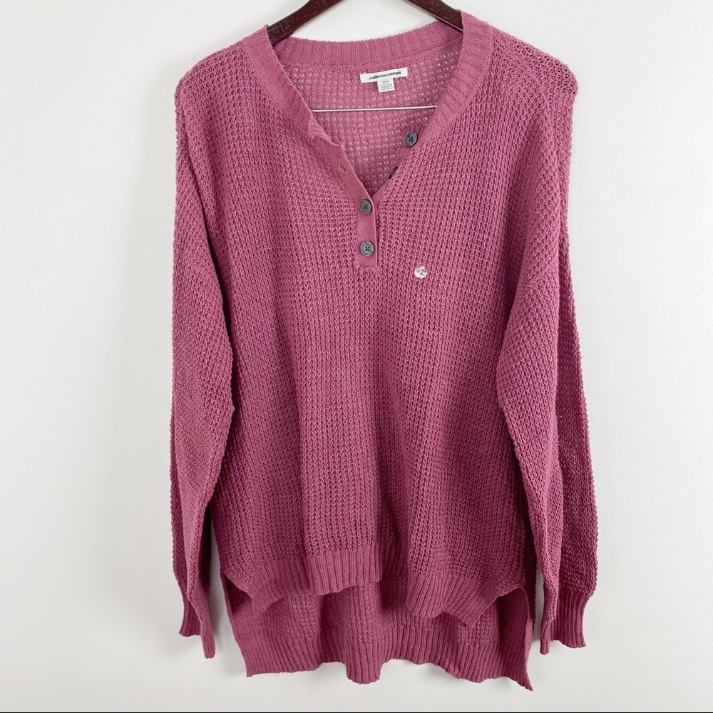 NWOT American Eagle Burgundy color Waffle Knit Lightweight Long Sleeve Top Sz S